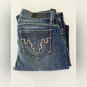 Antik Denim Jeans Womens 27X29 Bootcut Embroidered Low Rise Stretch Rhinestone